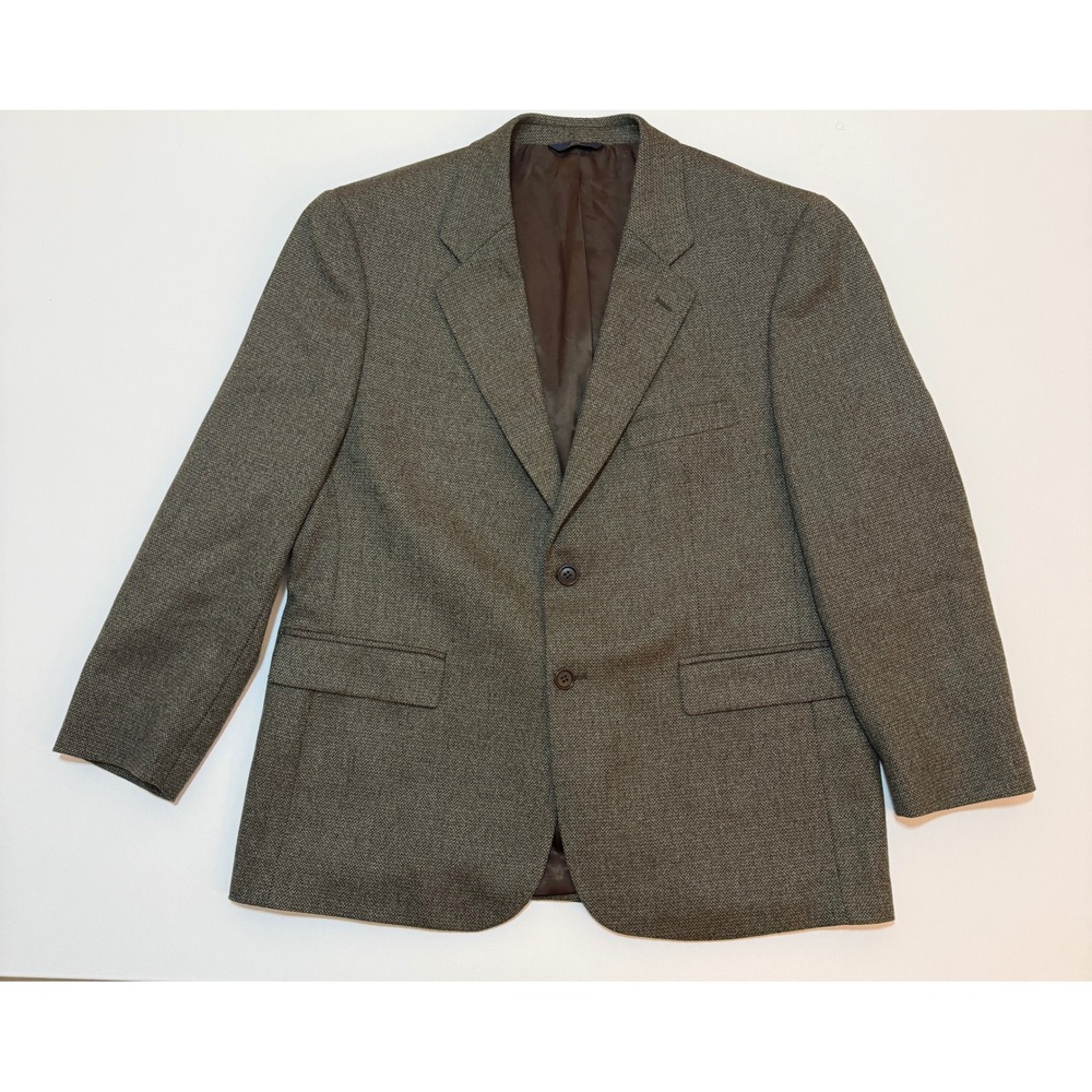 Brooks Brothers 346 Mens Wool Blazer Brown Green Micro Pattern 44 SH 03970027